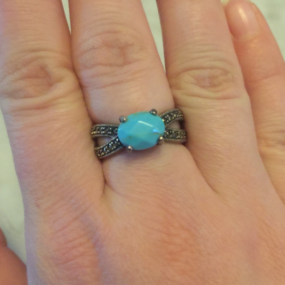 Turquoise cross cross ring
